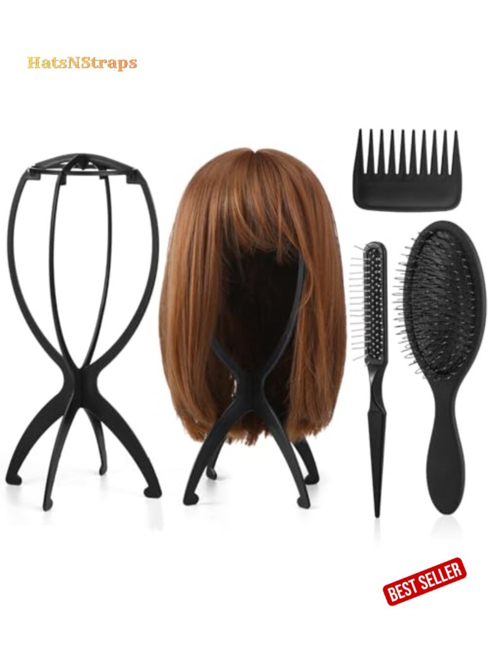 2 Pack Wig Head Stand with Brush Comb Set, Foldable Mannequin